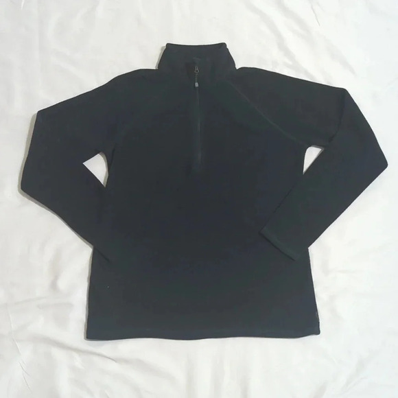 Eddie Bauer Quest Fleece 1/4-Zip - Solid, Color Dark Green/Black Size S - Picture 1 of 14
